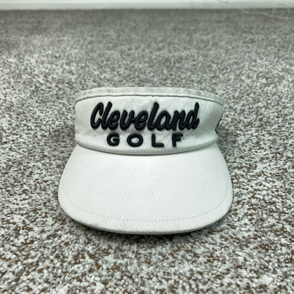 Cleveland Golf Hat Visor Strap Back White Black‎ Embroidered Sun Athletic Mens
